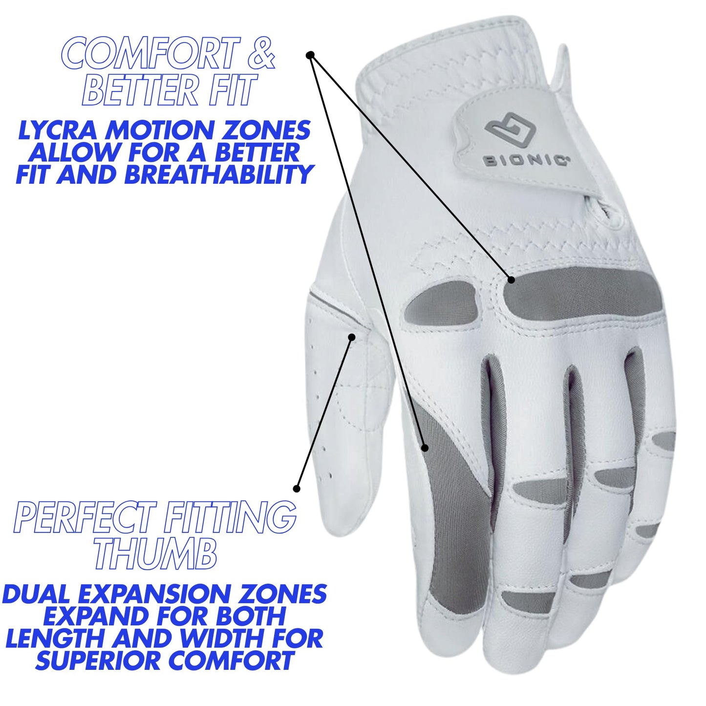 Bionic Men's Performance Grip Pro Premium Leather Golf Glove (Large, Right)