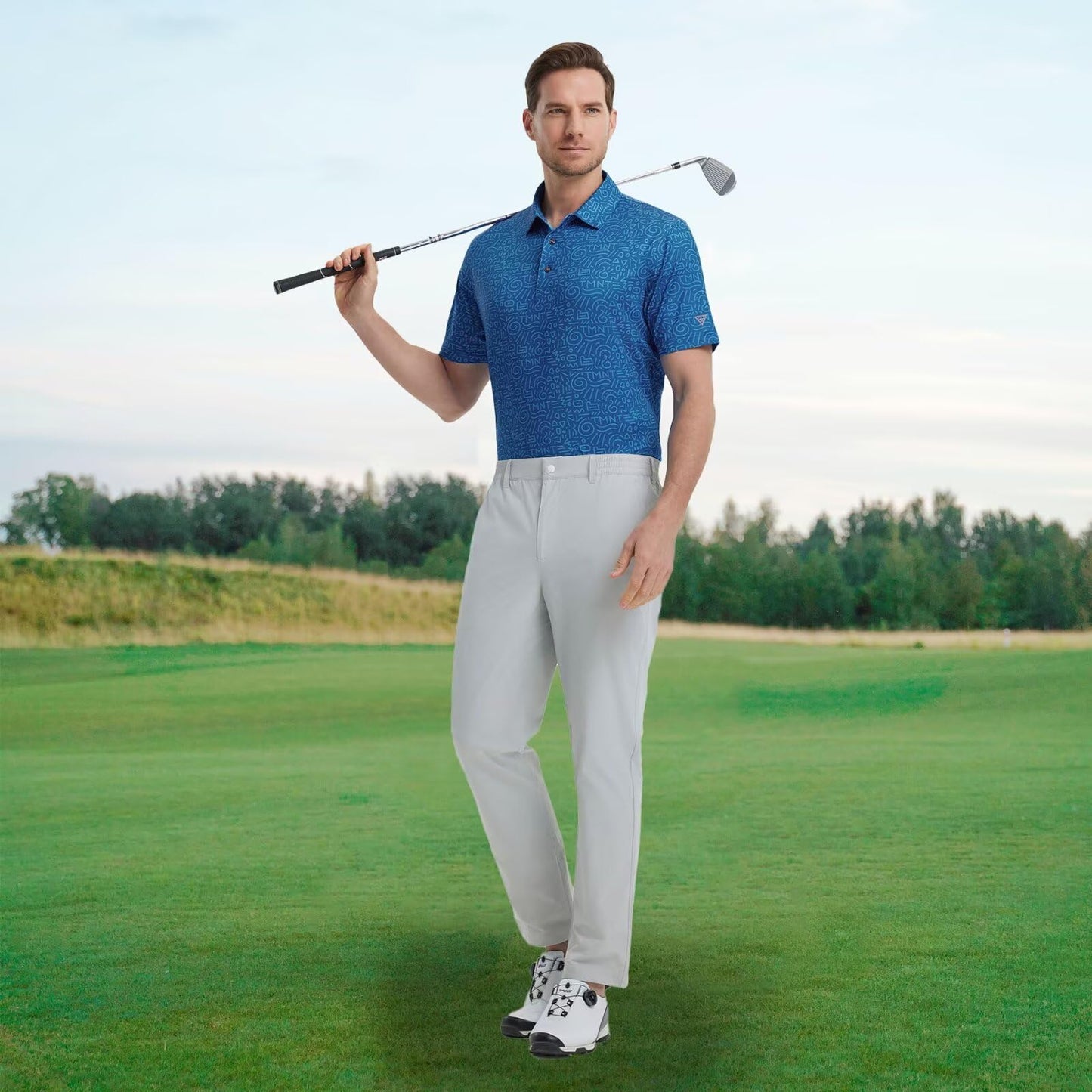 M MAELREG Polo Shirts for Men Quick Dry Fit Short Sleeve Performance Moisture Wicking Print Men’s Golf Shirts