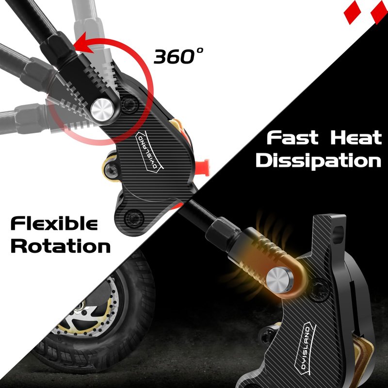 DYISLAND LD-210S Electric Scooter Hydraulic Disc Brakes Set, 2-PIN/Power-Off Hydraulic Brake kit for E-Scooter(R-R Brakes(Black))