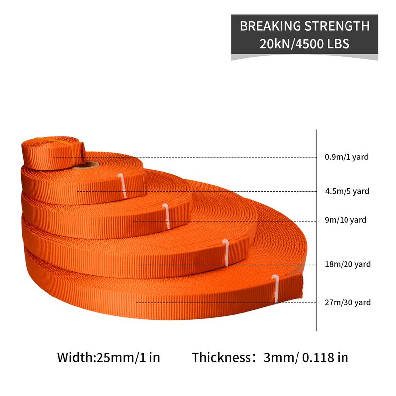 SEPEAK 1 inch Nylon Tubular Webbing, 20kN/4500 lbs, Heavy Duty Climbing Strap for Rescue, Outdoor Climbing, Firefighting, Rigging, Ziplining, Anchoring,Hanging,1pc,Orange,5 Yard