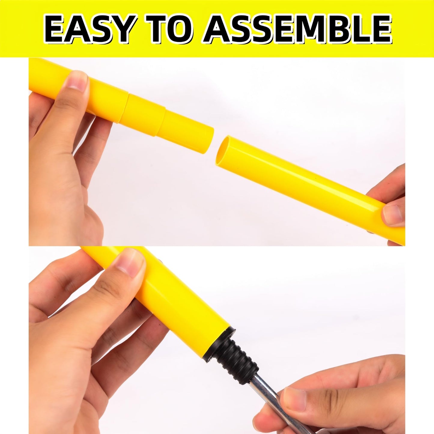6 Pcs Soccer Agility Poles for Training, 5 FT Adjustable Speed and Agility Training Equipment for Football/Basketball/Horse/Dog Practice, Soccer Sticks with Steel Ground Nails Outdoors (Yellow)