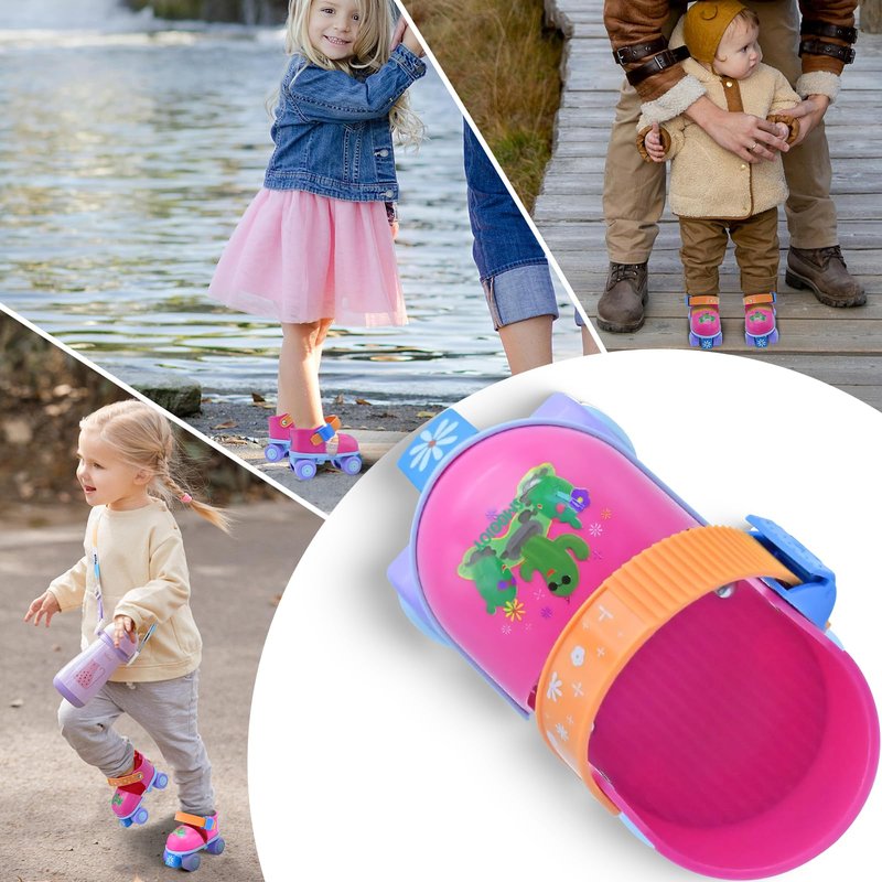 SMOOJOY Toddler Roller Skates for Kids Girls Boys Ages 2-5 Adjustable Quad Skate Shoes for Beginners Red Rollerskates
