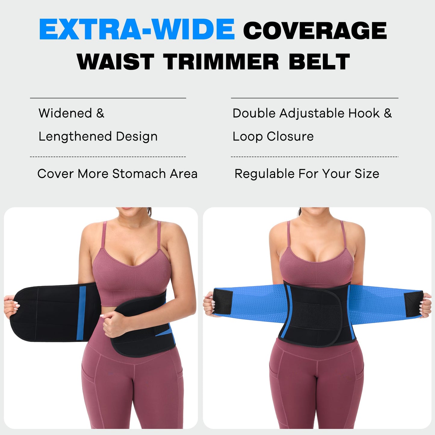 VENUZOR Waist Trainer Belt for Women - Waist Cincher Trimmer - Slimming Body Shaper Belt - Sport Girdle Belt (UP Graded)(Blue,XX-Large)