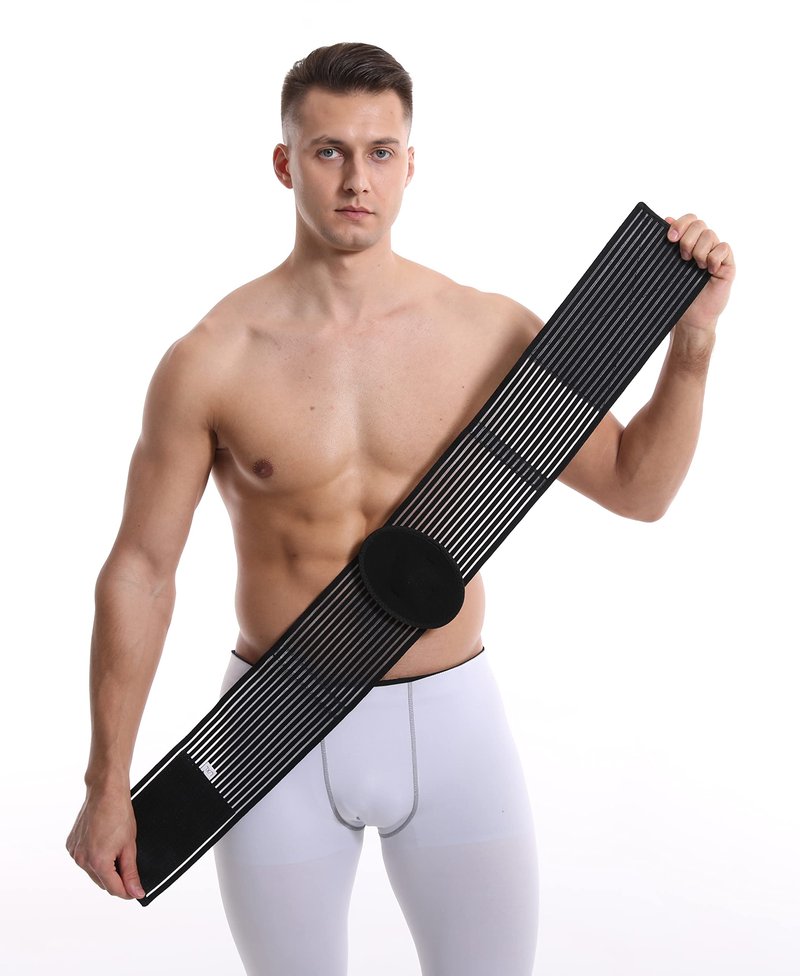Umbilical Hernia Belt for men & women. Abdominal Binder - compression pad for naval (double thickness). Hernia support belt: ventral, incisional, epigastric, belly button hernias. Prevention aid (L/XL)