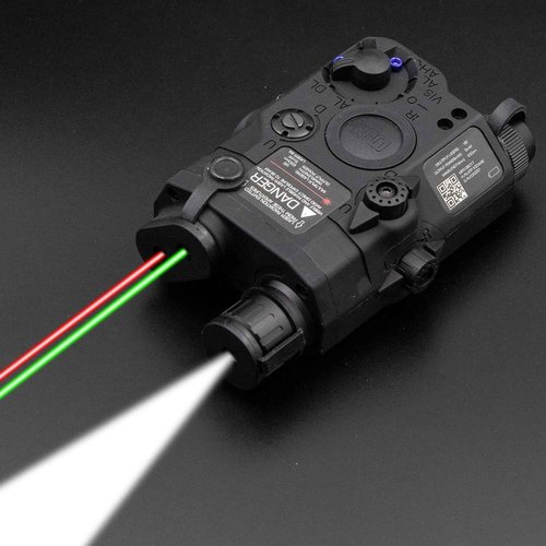Zhongren Airsoft Tactical 3 in 1 PEQ 15 IR Laser White LED Flashlight + Red/Green Laser Sight for AEG GBB CQB for Outdoor Paintball Hunting (Black)