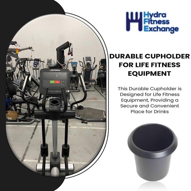 Hydra Fitness Exchange Elliptical Water Bottle Holder – Universal Gym Fitness Machine Cup Holder Durable Plastic Drink Holder for Home & Commercial Ellipticals - Life Fitness Compatible Charcoal Gray