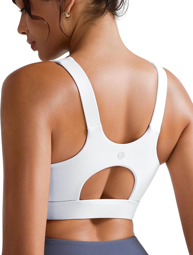 High Impact Sports Bra for Women - Racerback Workout Crop Tank Top | Push-Up Longline Design