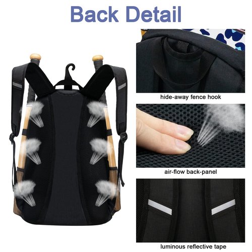 Youth Baseball Bag, Bat Backpack for Baseball, T-Ball Softball Equipment Gear, Helmet, Batting Glove, Batting Mitten, Shoes Compartment Large Capacity Baseball Bags with Fence Hook Holds 4 Bats Blue