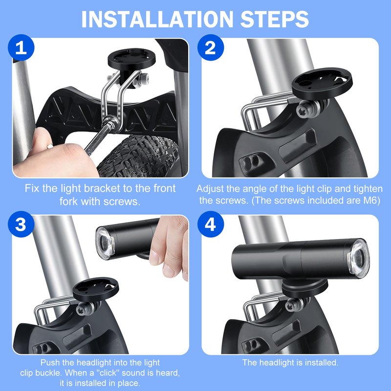 Center Fork Bicycle Headlight Bracket Clamp Accessories for Outdoor Cycling, B03S01