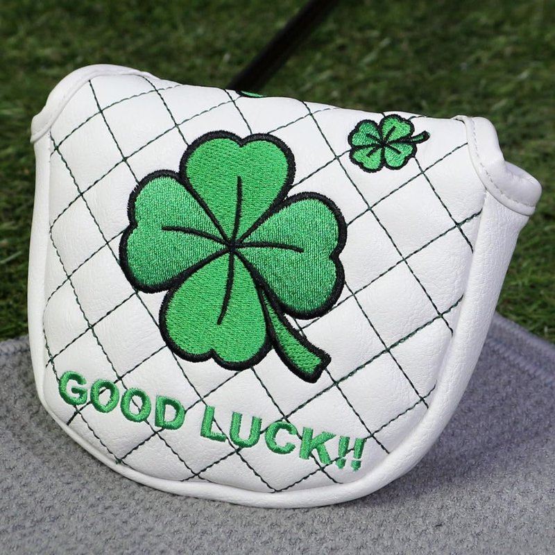 PINMEI Golf Head Covers Mallet Putter Cover Mallet Headcover Magnetic Embroidered Four-Leaf Clover Fit for Titleist Callaway Ping Taylormade Cobra Ect.