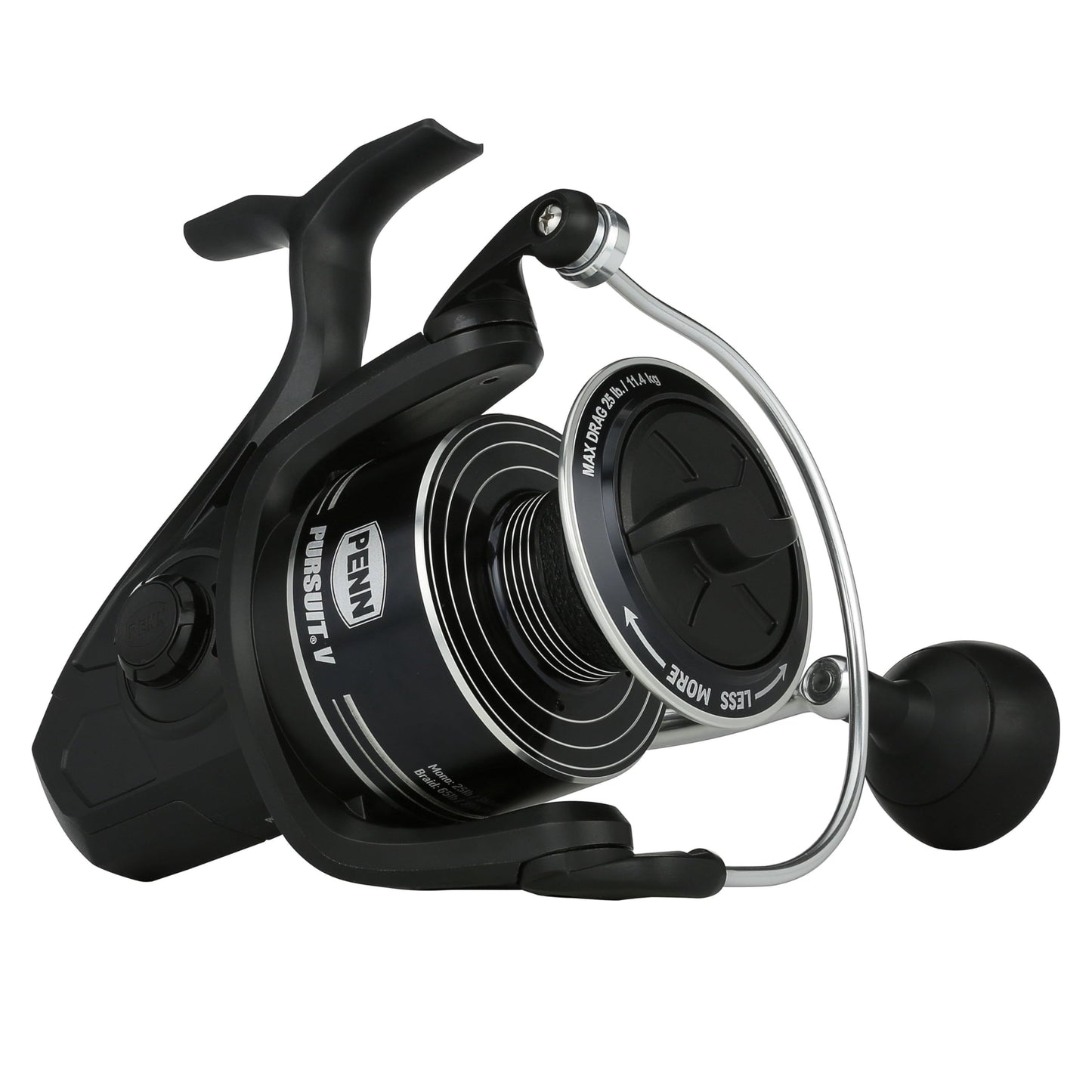 Penn Pursuit V Spinning Fishing Reel, Size 5000, Corrosion-Resistant Graphite Body, Lightweight Aluminum Superline Spool, HT-100 Drag System