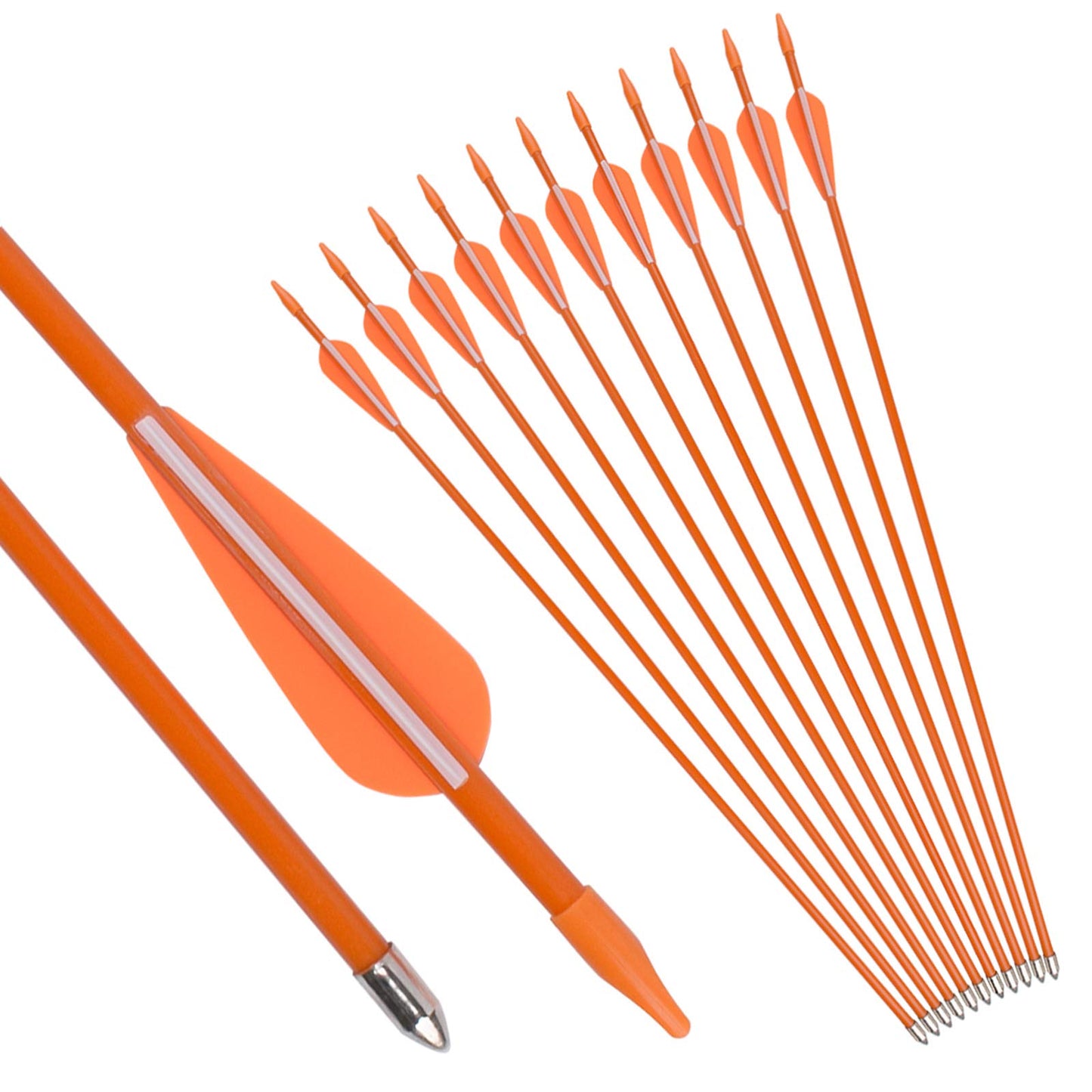 NIKA ARCHERY Fiberglass Arrows Youth Kids Practise Recurve Bows Compound Bow Shooting 12 pcs 24 inch Shafts