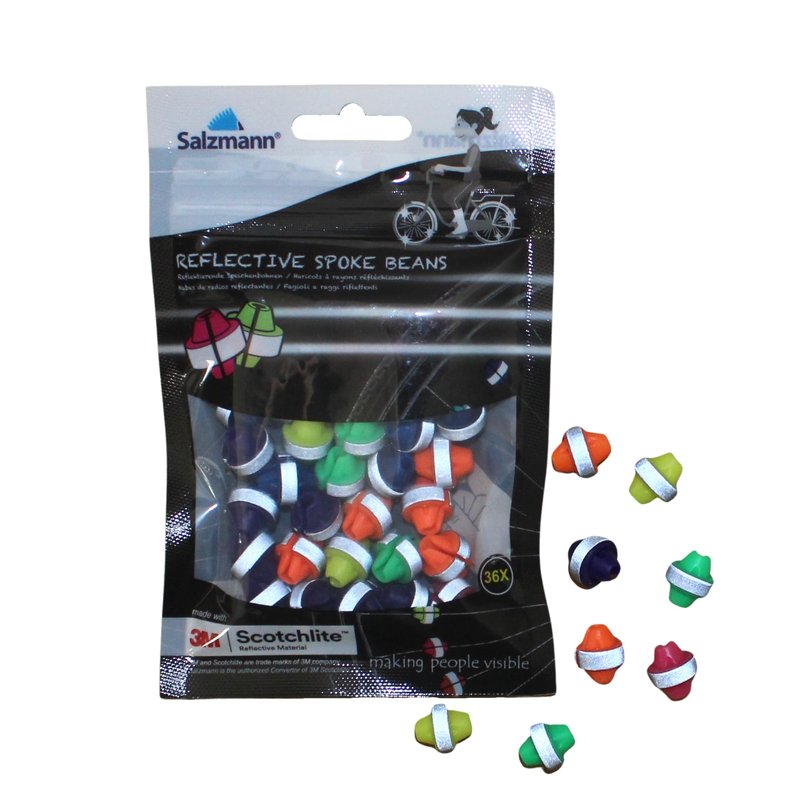 Salzmann Spoke Beads | Reflective and Colorful | Made with 3M Scotchlite | Pack of 36