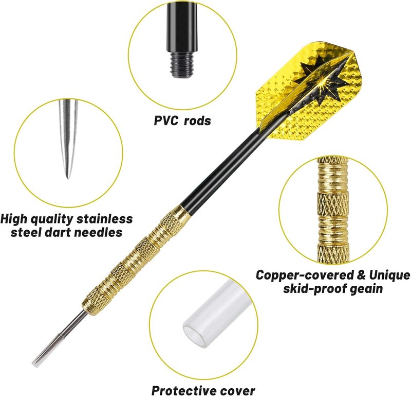 Professional Steel Tip Darts Set - 14 Grams Metal Darts for Dartboard | Durable Metal Tips