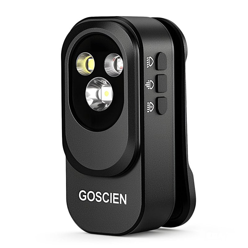 GOSCIEN Rechargeable EDC Flashlight Clip-on Light 500 Lumens Clip Light with Three Lighting Solutions USB C Charging Magnetic IPX6 Waterproof Flashlight for Cycling, Outdoor and etc(Black)