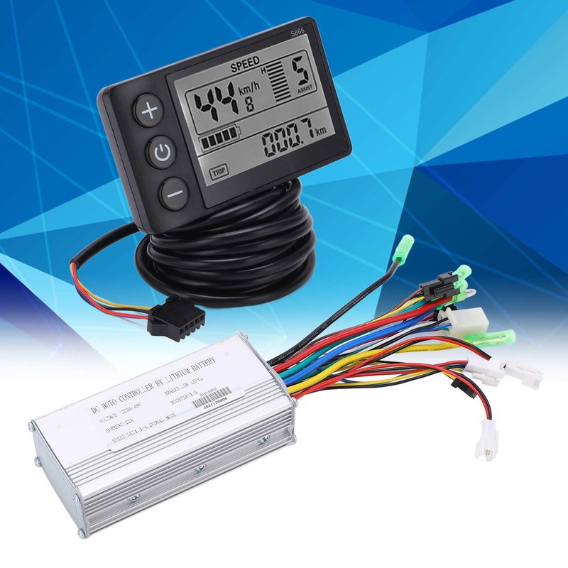 Estink Electric Brushless Controller Kit, 36/48V 500/750W with LCD 866 Display Meter, 22A9 Tube, for Electric Scooter, Fits 22.2mm Handlebars