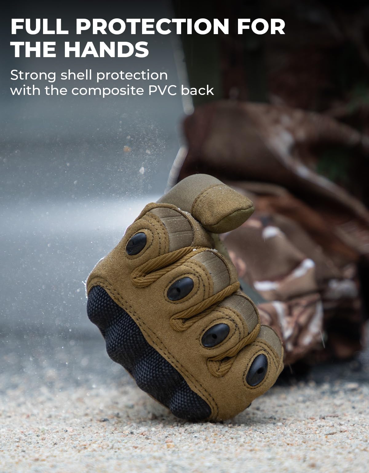 KEMIMOTO Tactical Gloves for Men, Touchscreen Motorcycle Gloves with Hard Shell & Palm Padding for Sports Motorcycle Cycling Tactical Airsoft Paintball Hunting Hiking Camping Climbing (Brown,Medium)