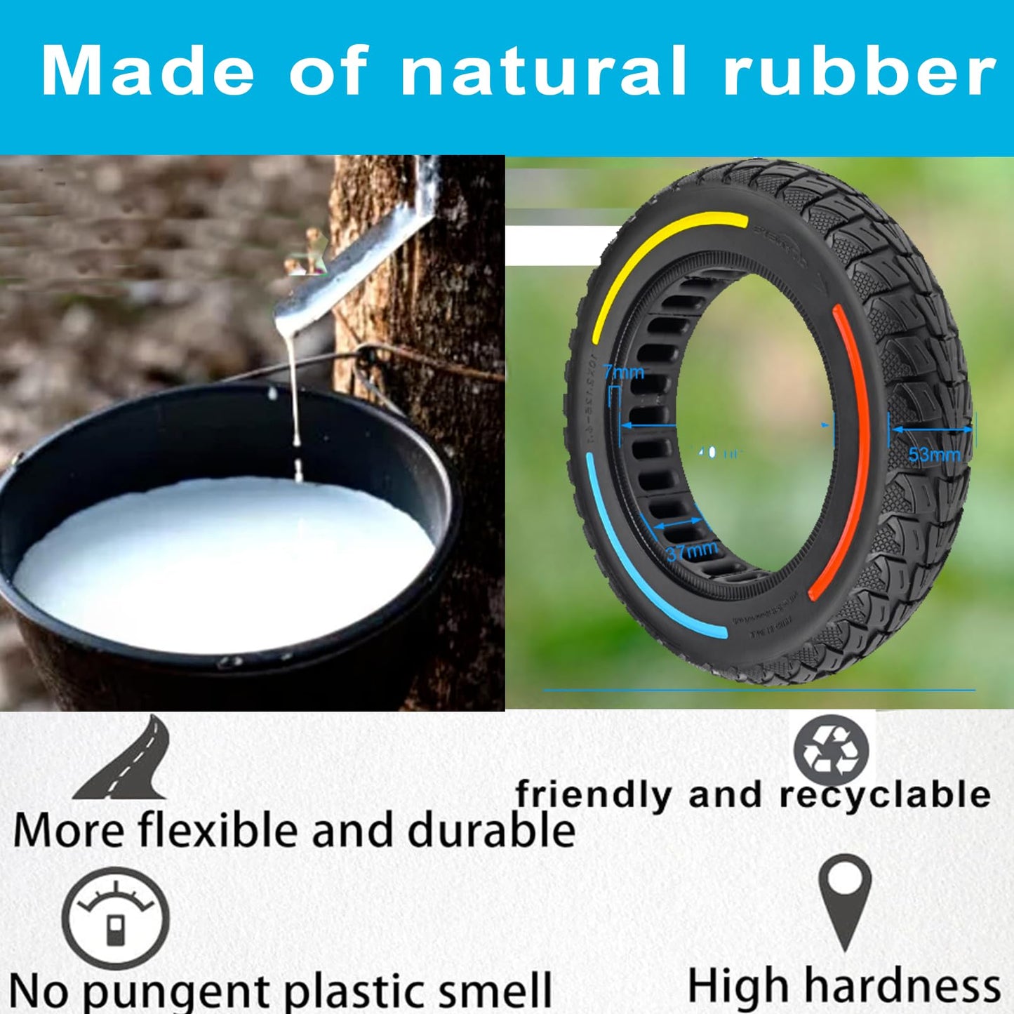 TOCBEUU 9.5x2.5-6.1 Solid Tires for Electric Scooter, Off-Road Replacement Wheels, Tubeless Rubber Tyre for NIU KQi3 Pro/Max/Sport Electric Scooter- Black(2PCS)