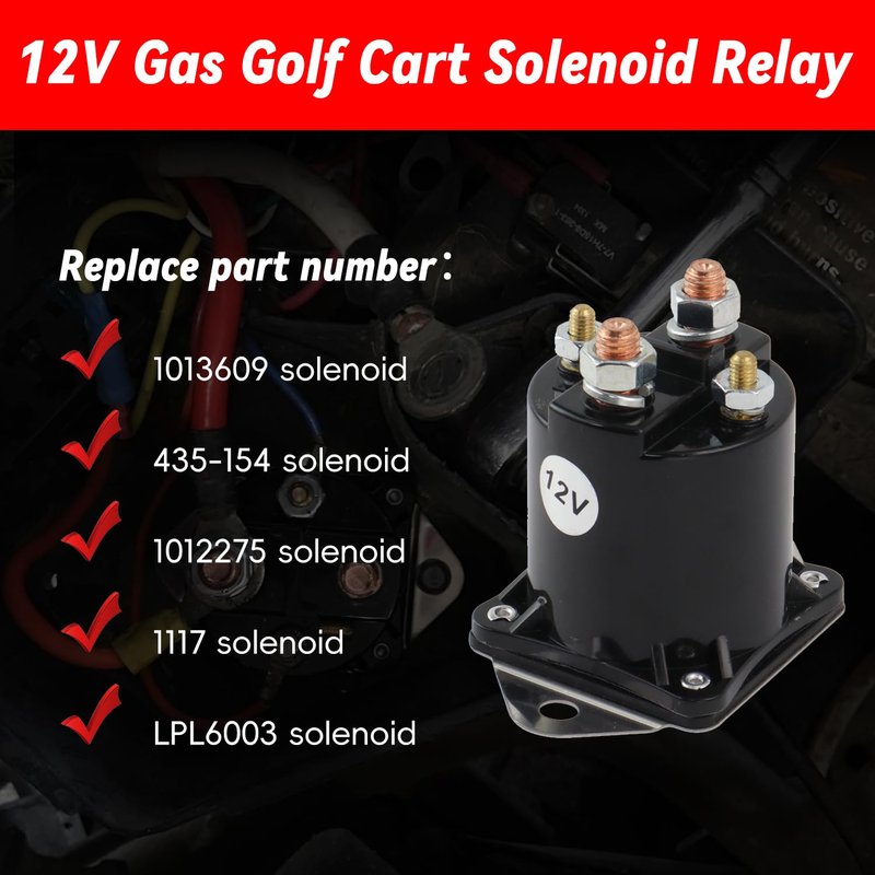 TXRXIZ Golf Cart Solenoid 12V Solenoid Relay Compatible with Club Car DS & Precedent 1984-up Gas Golf Cart 4 Terminal Starter Relay Replaces Part Number 1013609 435-154 1012275 1117 LPL6003