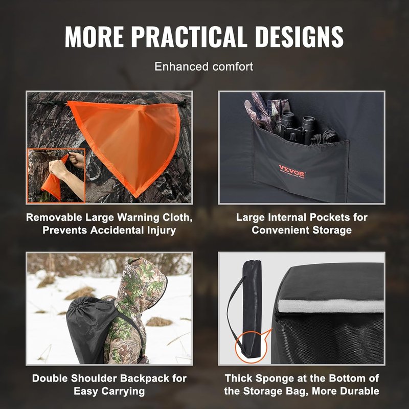 VEVOR Hunting Blind - 360° Portable Camouflage Tent with Silent Door & Window | Durable Concealed Shelter for Turkey & Deer