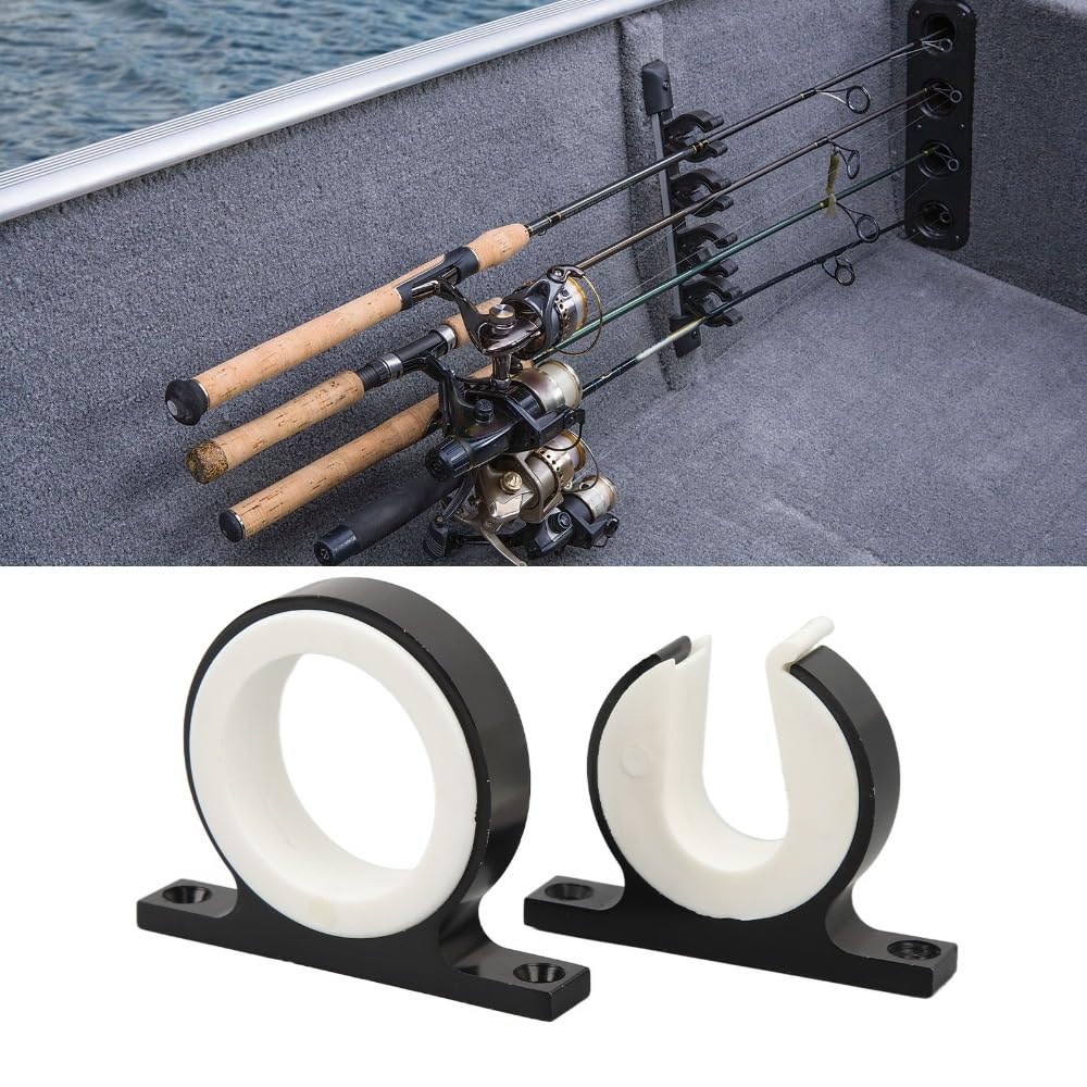 2 Pcs Aluminium Boat Mounted Holder Fishing Accessory Horizontal Vertical Fishing Rod Management Wall Mounted Holder for RVs Ships(3160AAB Black)