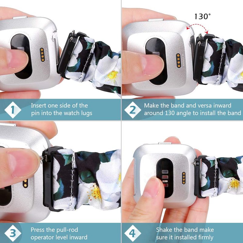 ShuYo 10 PACK Scrunchie Bands Compatible with Fitbit Versa/Versa 2/Versa Lite Special Edition Women Girl Elastic Stretch Fabric Strap Pattern Printed Scrunchy Replacement Bracelet Wristband(23mm L)