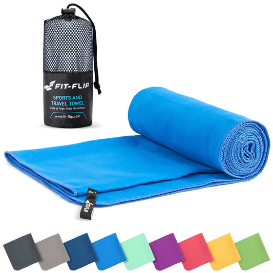 Travel Towel - Compact & Ultra Soft Microfiber Camping Towel - Quick Dry Towel - Super Absorbent & Lightweight for Sports, Beach, Gym, Backpacking, Hiking and Yoga (23.6x47 inches blue + bag)