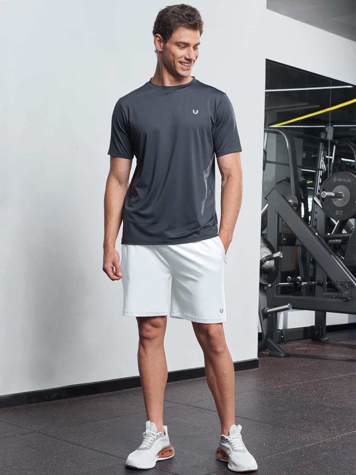 NORTHYARD Men's 7" Gym Shorts Knit Athletic Tennis Shorts for Men with Zipper Pockets for Workout Athletic Training Black L