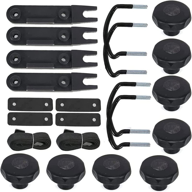 Sporacingrts 4 PCS Roof Box U-Bolt Clamps Rooftop car Van mounting Accessories U-Bracket mounting Accessories, 85mm Internal Width, with 8 Lock Nuts, 2 Strap Kit for Most Cars