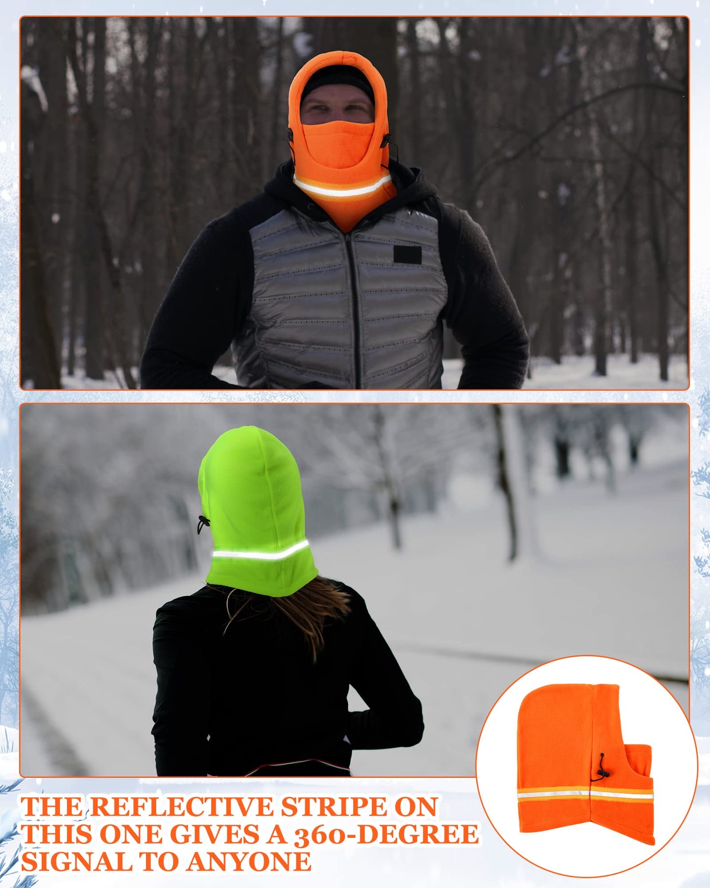 4 Pieces High Visibility Reflective Balaclava Mask Fleece Balaclava Mask Winter Thermal Fleece Balaclava Adjustable Full Face Mask Neck Cover Warm Ski Mask