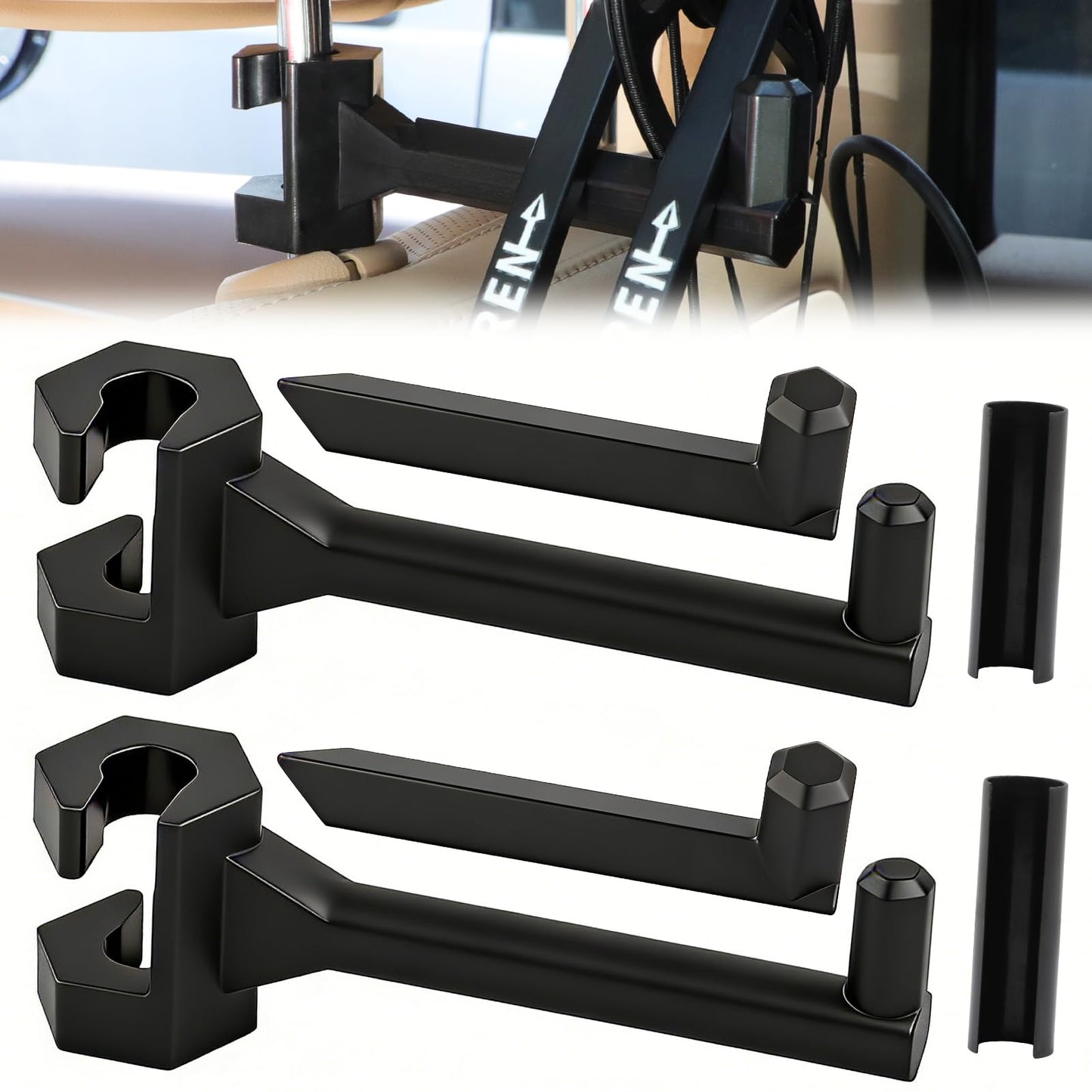 ORAPBOT Bow Hanger for Truck, 2 Set Archery Hunting Shooting Bracket Headrest Mount,Universal Compound Bow Holder for Vehicle Storage and Hunting Transport