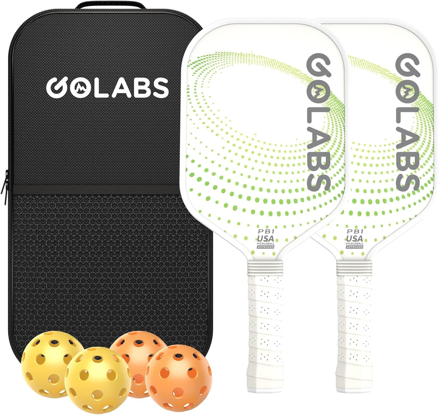 Golabs Pickleball Paddles Set of 2 - Durable Fiberglass Surface & 16mm Polymer Core | Lightweight Anti-Slip Grip