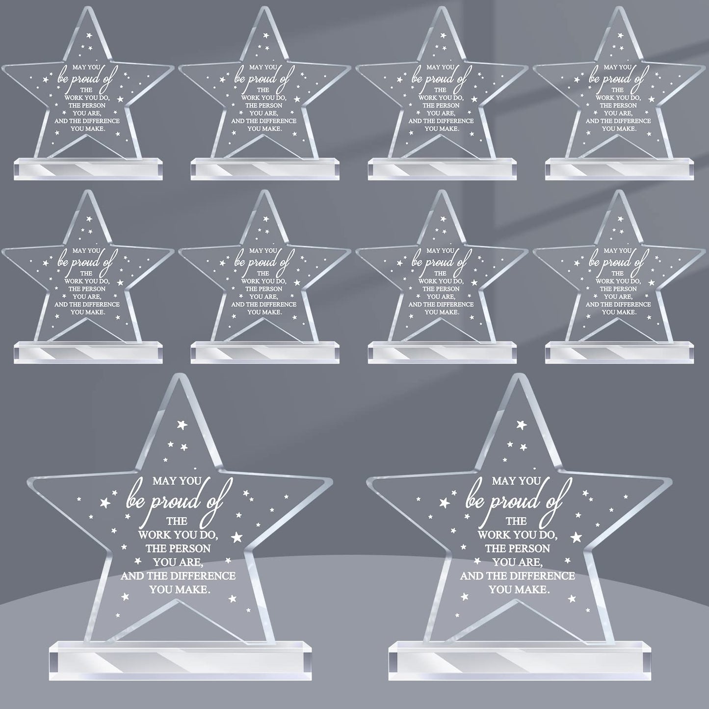 10 Pcs Employee Appreciation Awards for Coworker Acrylic Thank You Trophy May You Be Proud of The Work You Do Sign Prizes for Adults Retirement Goodbye Farewell Gift for Women Men (Star)