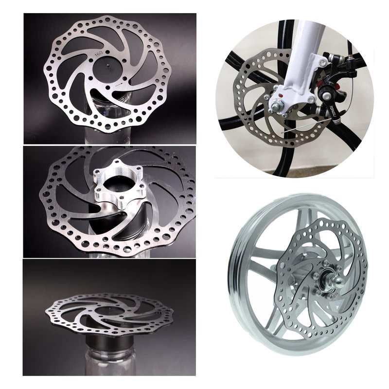 Niiyen 160mm Bicycle Disc Brake Rotor Stainless Steel Bicycle Rotors Mountain Bike Flange Disc Brake Kit Threaded Hubs Brake Disc Rotor Flange Adapter with 6 Bolts