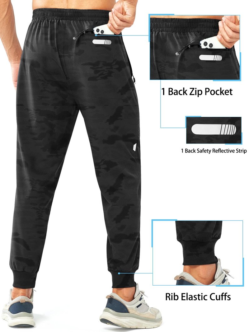 NORTHYARD Men's Athletic Running Pants Lightweight Workout Joggers Quick Dry Gym Sweatpants Active Sports Track Training CAMOBLACK M