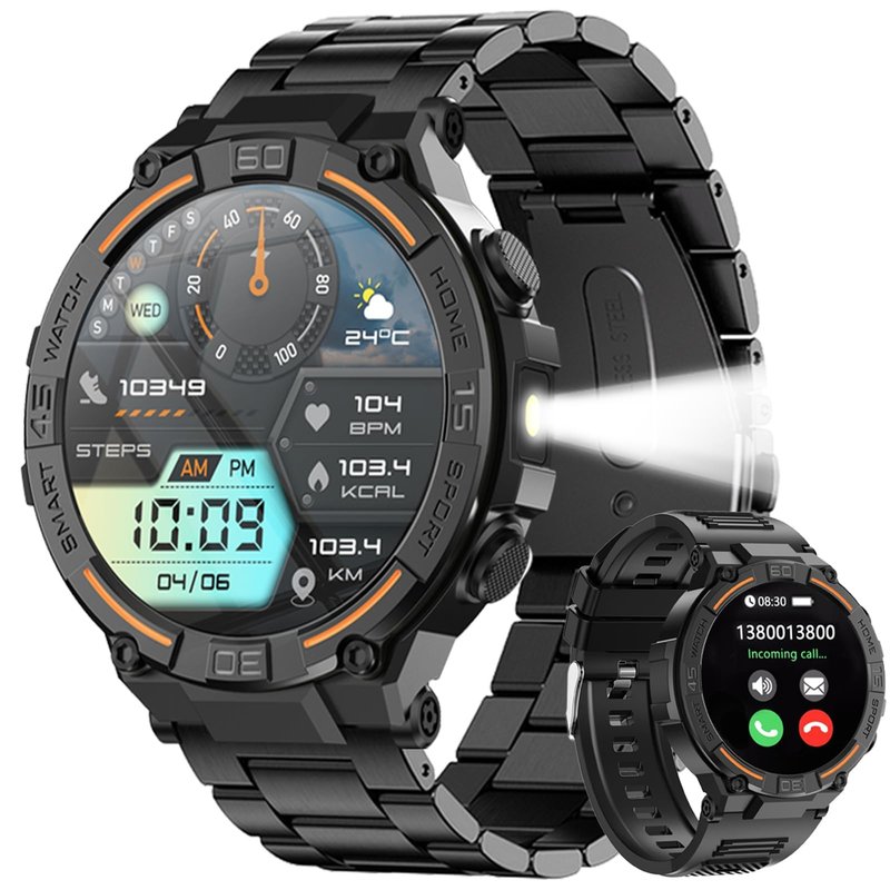 Jooeniok Smart Fitness Tracker with 1.52-inch Large Screen - Led Flashlight, Pedometer & 100+ Exercise Modes for Active Lifestyle - Bluetooth Call & Health Monitoring for Fitness Lovers