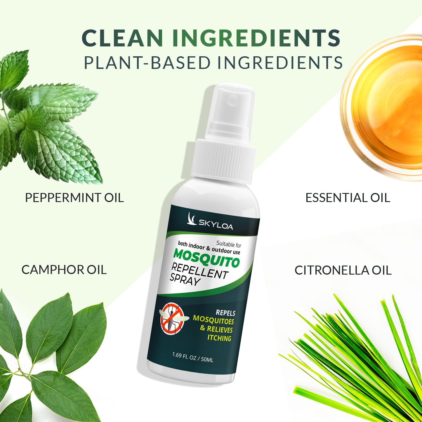 Mosquito Repellent Spray: Travel Size Mosquito Repellent Spray for Body - DEET-Free - Plant-Based Mosquito Spray Outdoor Indoor Use for Camping Travel Backyard - Against Mosquitoes - 2 Count