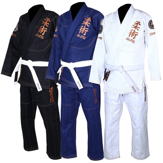 Twister Brazilian Jiu Jitsu Gi/Kimono/JiuJitsu Uniform Jiu Jitsu Gi 450 Gram Premium quality Fabric Comes With White Belts & Gi Bag (Black, A0)