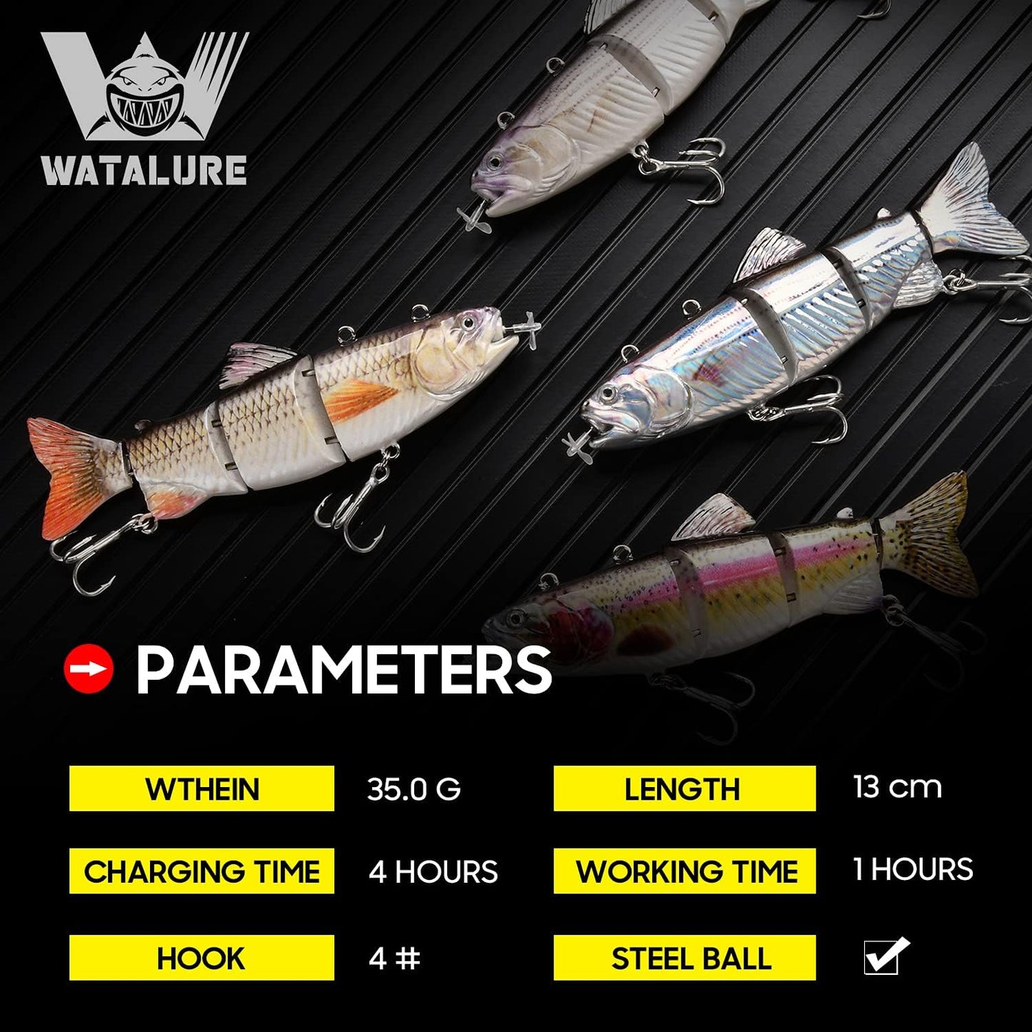 Robotic Fishing Lures - USB Rechargeable LED Light Wobbler | 5.12” Multi-Jointed Swimbaits