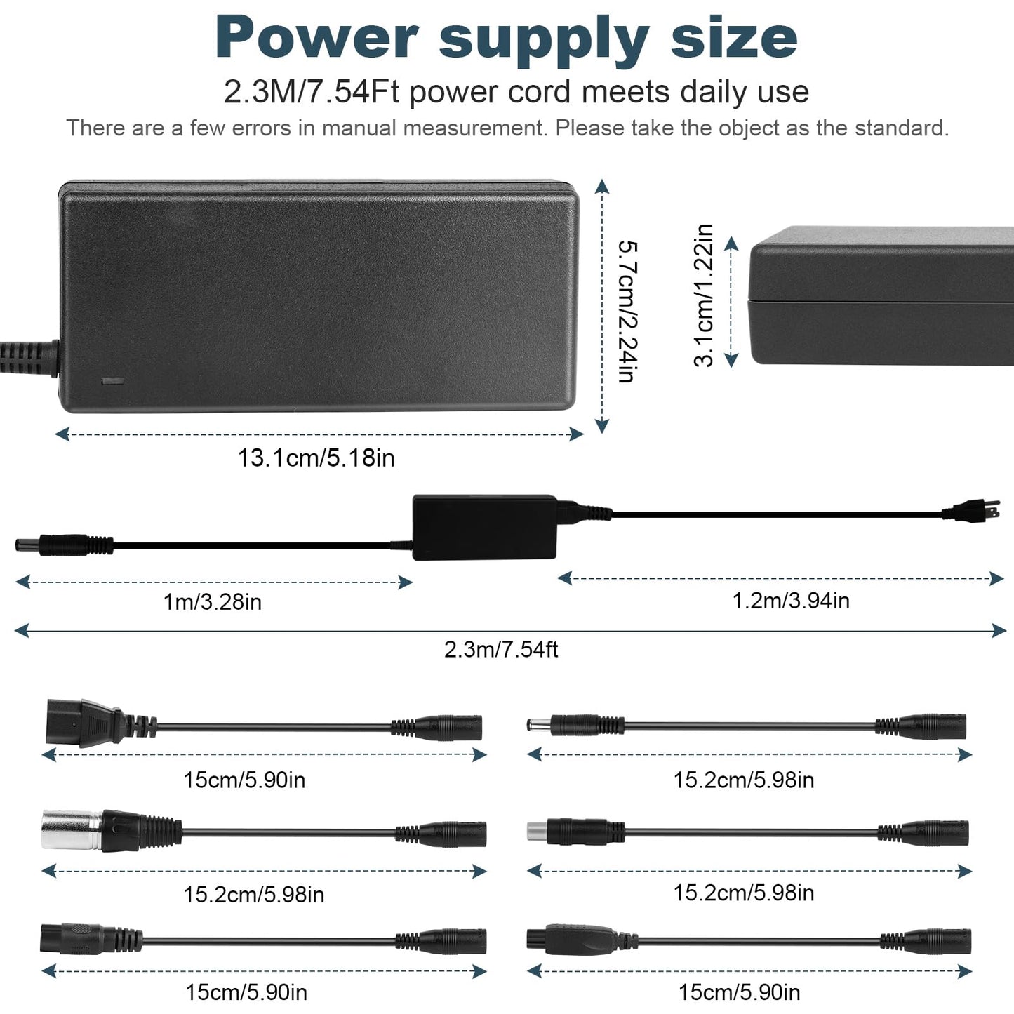 42V 2A Electric Scooter Charger Universal Replacement with 7 Plugs, Compatible with GOTRAX/Jetson/Voyage Charger for 36V 10S Li-ion Battery.