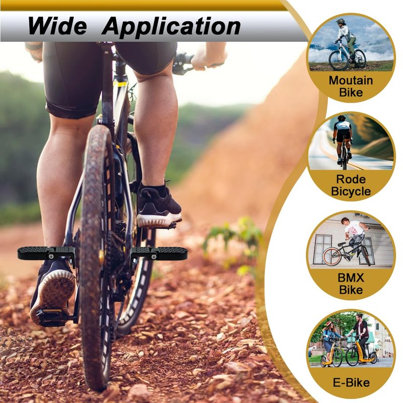 2PCS 15MM U Slot Bike Rear Pedals,Aluminium Alloy Bicycle Bike Peg, Non-Slip Ebike Pegs for Passenger, Folding Bike Rear Pedals for E-Bike, Mountain Bike,Road Bike, BMX Accessories