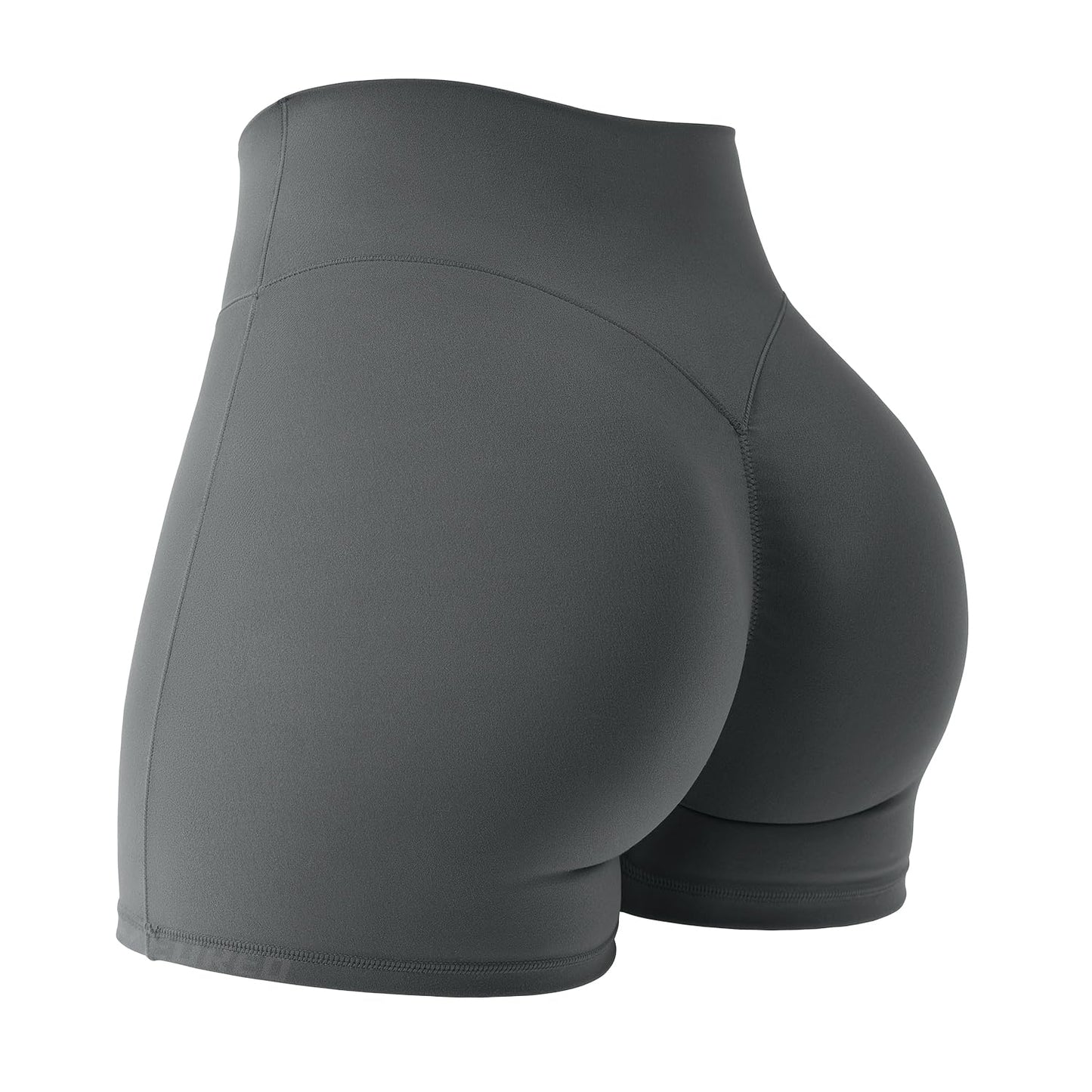 YEOREO SoftHue Women Workout Gym Shorts Impact 4.5" ScrunchHigh Waist Yoga Biker Shorts with Tummy Control Coal-M
