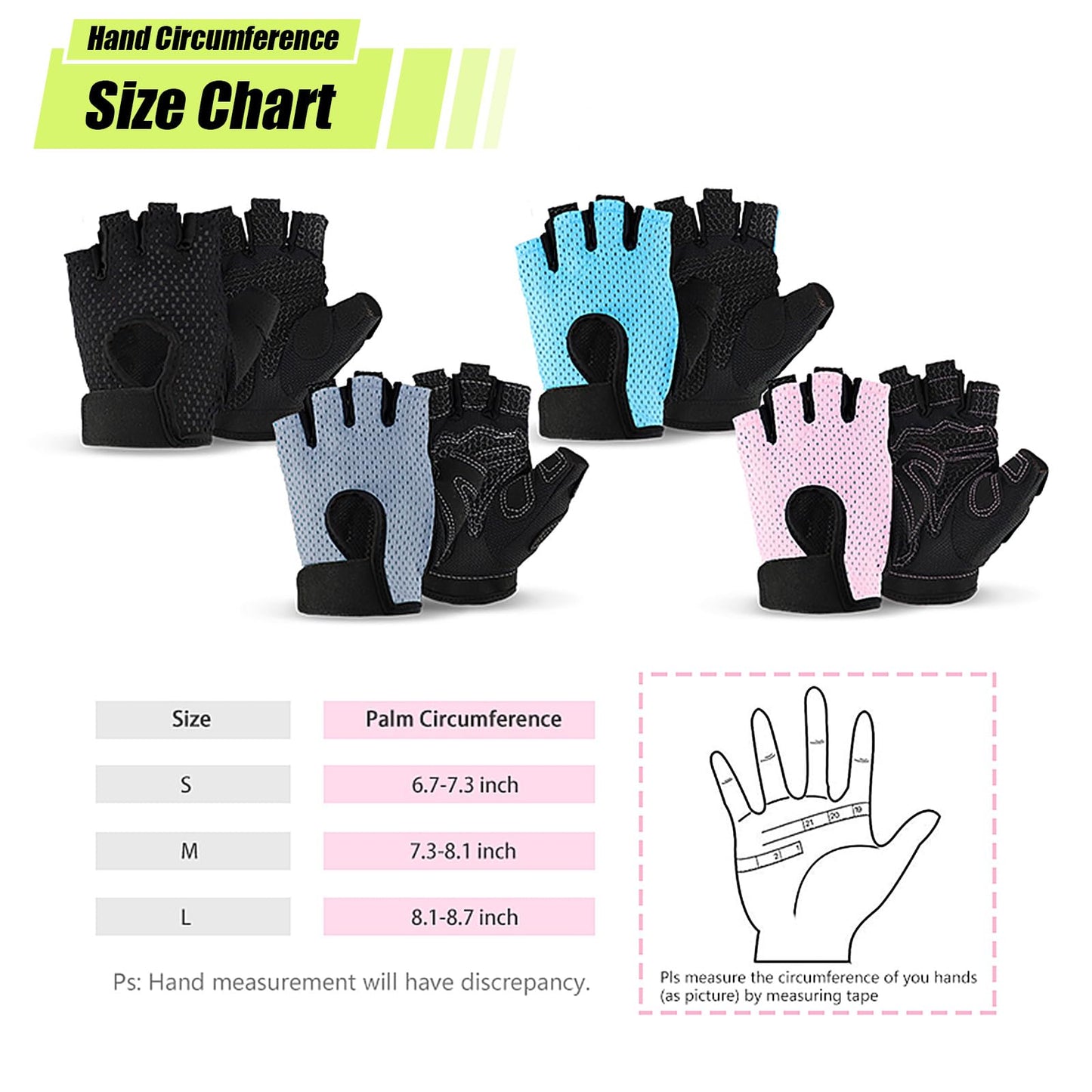 CINDALOG Weight Lifting Gloves Full Palm Protection, Workout Gloves for Gym, Cycling, Exercise, Breathable, Super Lightweight for Mens and Women (Pink, Large)