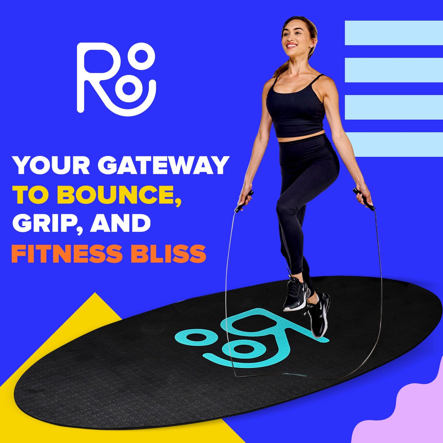 X-Large Roo Jump Rope Mat - 71"x36" The Ultimate Non-Slip Thick 6mm Jump Rope Mat Outdoor and Indoor Workouts - Prevents Injuries, Extends Jumprope Mat Life, Easy to Store and Clean - Comes with Carrying Case - Multi-Functional for Various Exercises