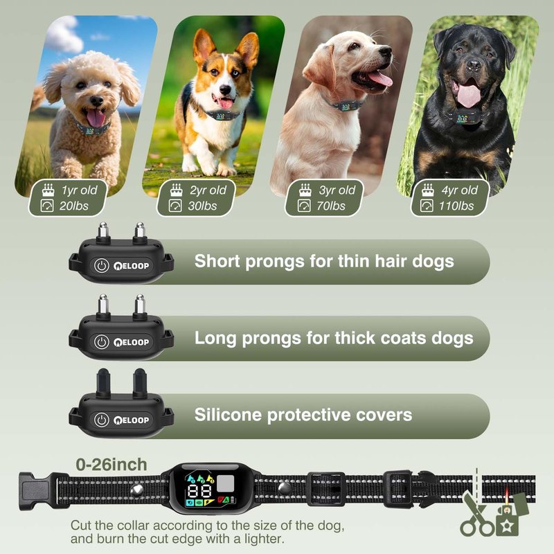 Dog Shock Collar - AI Smart Anti-Barking Training E-Collar with Remote | 3300FT Range, IPX7 Waterproof for All Breeds