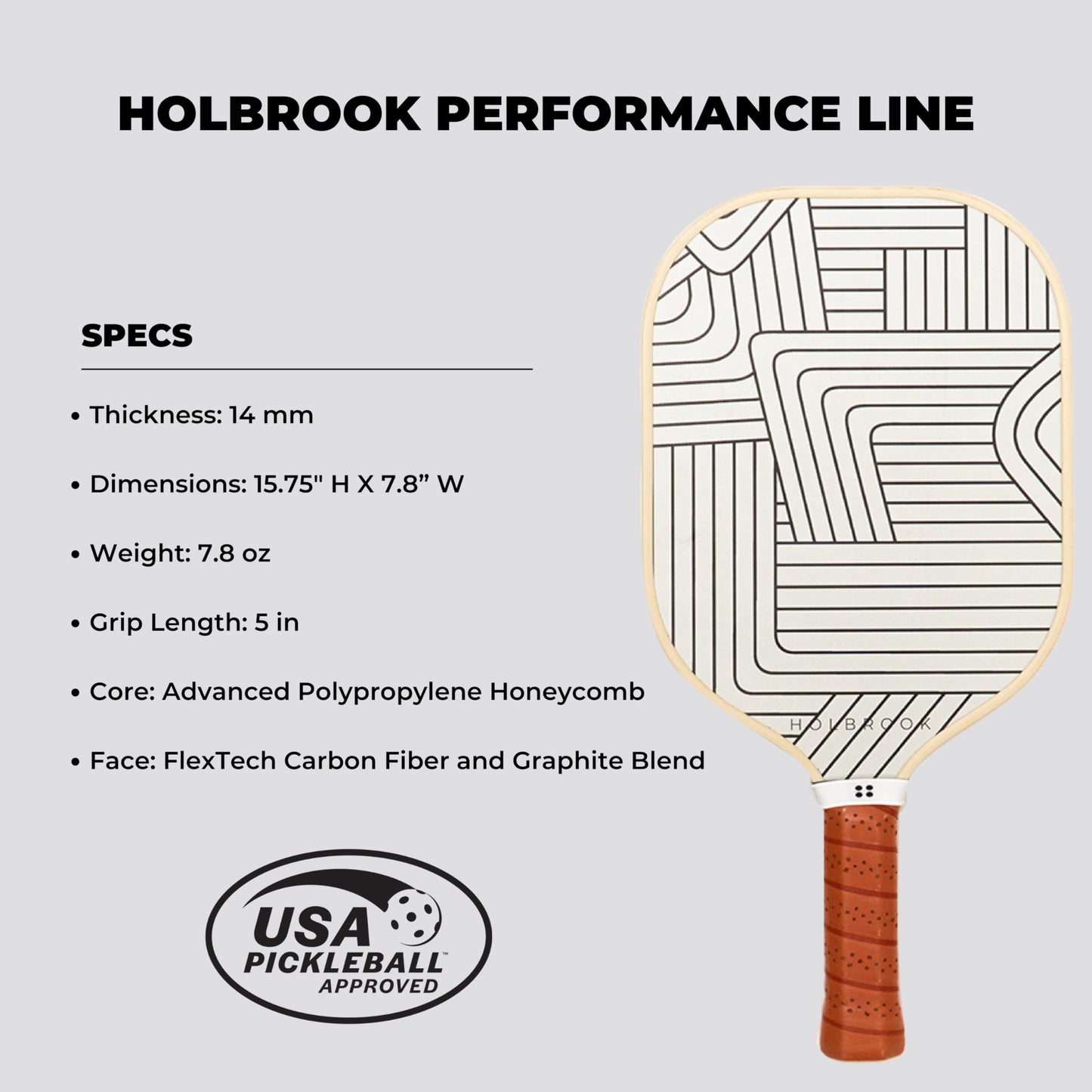 Holbrook Pickleball Paddles - Soho Design | Performance Series | Carbon Fiber Pickleball Paddle, Graphite Blend Surface | Polypropylene Honeycomb Core | Cute Pickleball Paddle