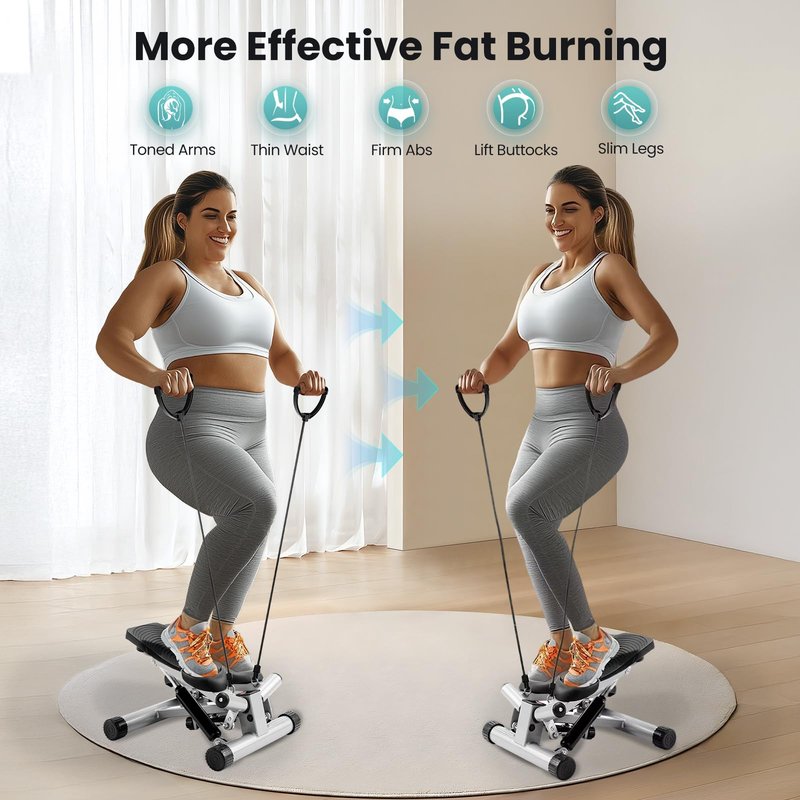 OLIXIS Stepper for Exercise, Stair Step Workout Machine with Resistance Bands, Mini Stair Stepper at Home Workout Equipment with 265 LB Load Capacity,Fitness Stepper with LCD Monitor