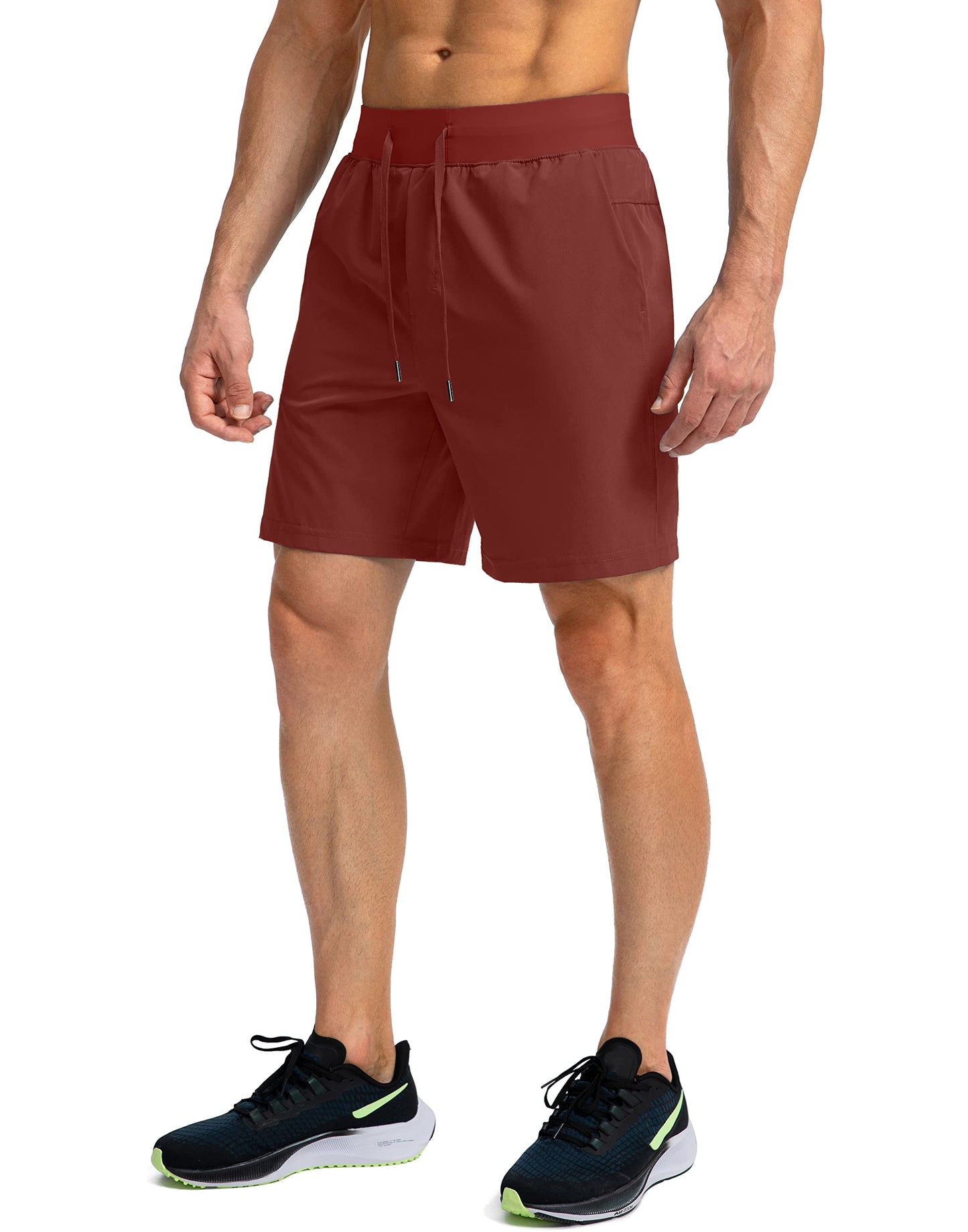 Soothfeel Men's Running Shorts with Zipper Pockets 7 Inch Lightweight Quick Dry Gym Athletic Workout Shorts for Men (Savannah, 3XL)