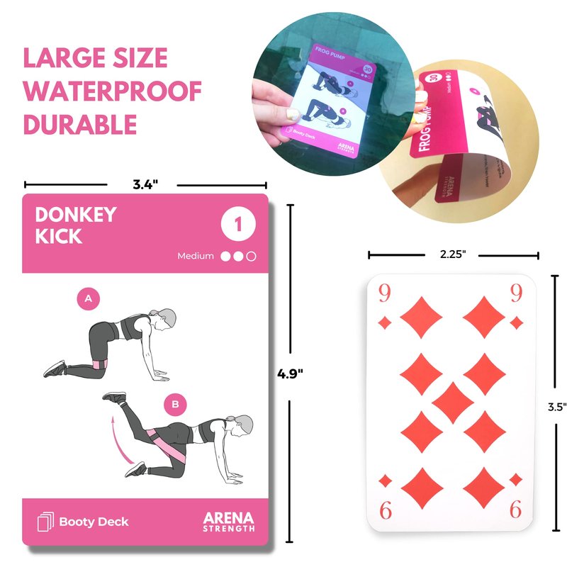 Arena Strength Booty Fitness Workout Cards- Instructional Deck for Band Workouts, Beginner Guide Resistance Training Exercises at Home. Includes Routines.