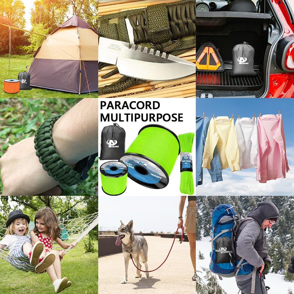Reflective Paracord Rope - 750lb Strength | 100', 200', 500', 1000' Lengths, 4mm 11-Strand for Camping & Hammocks